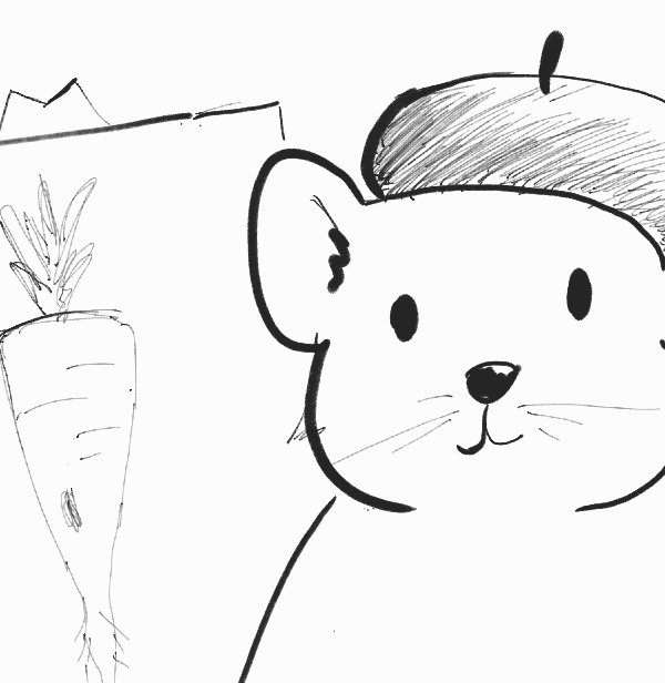 A stoat painting a picture